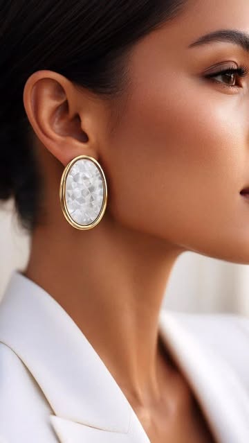 گوشواره صدفی طرح بیضی